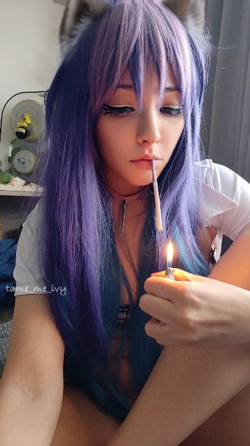 Cute Anime Girl smoking a cig #3