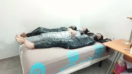 mummified milf and her two girls selfgags         