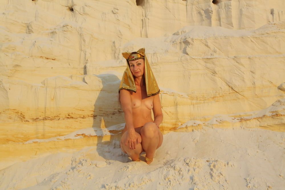 Posing Naked on White Sand in Sunset Time #27