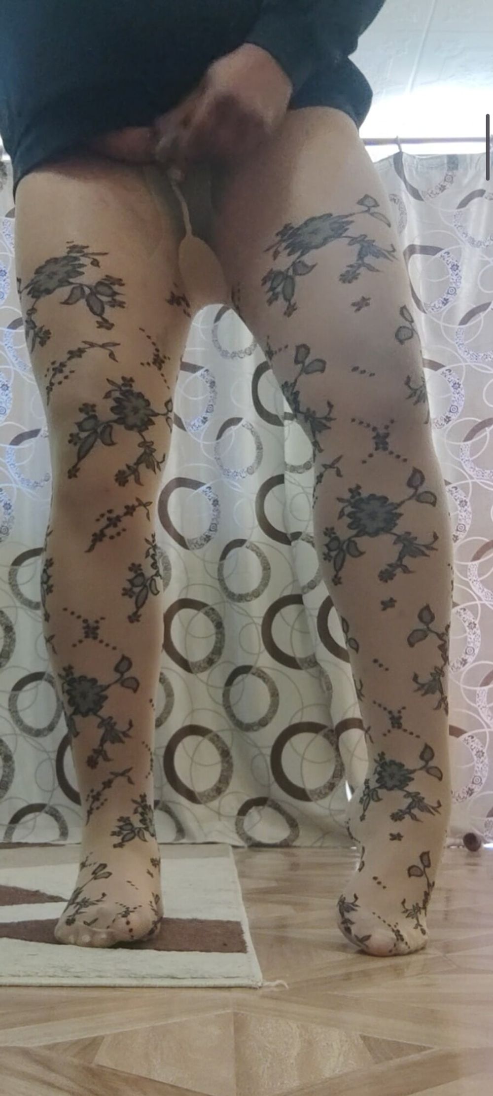 Patterned pantyhose cock masturbation #21