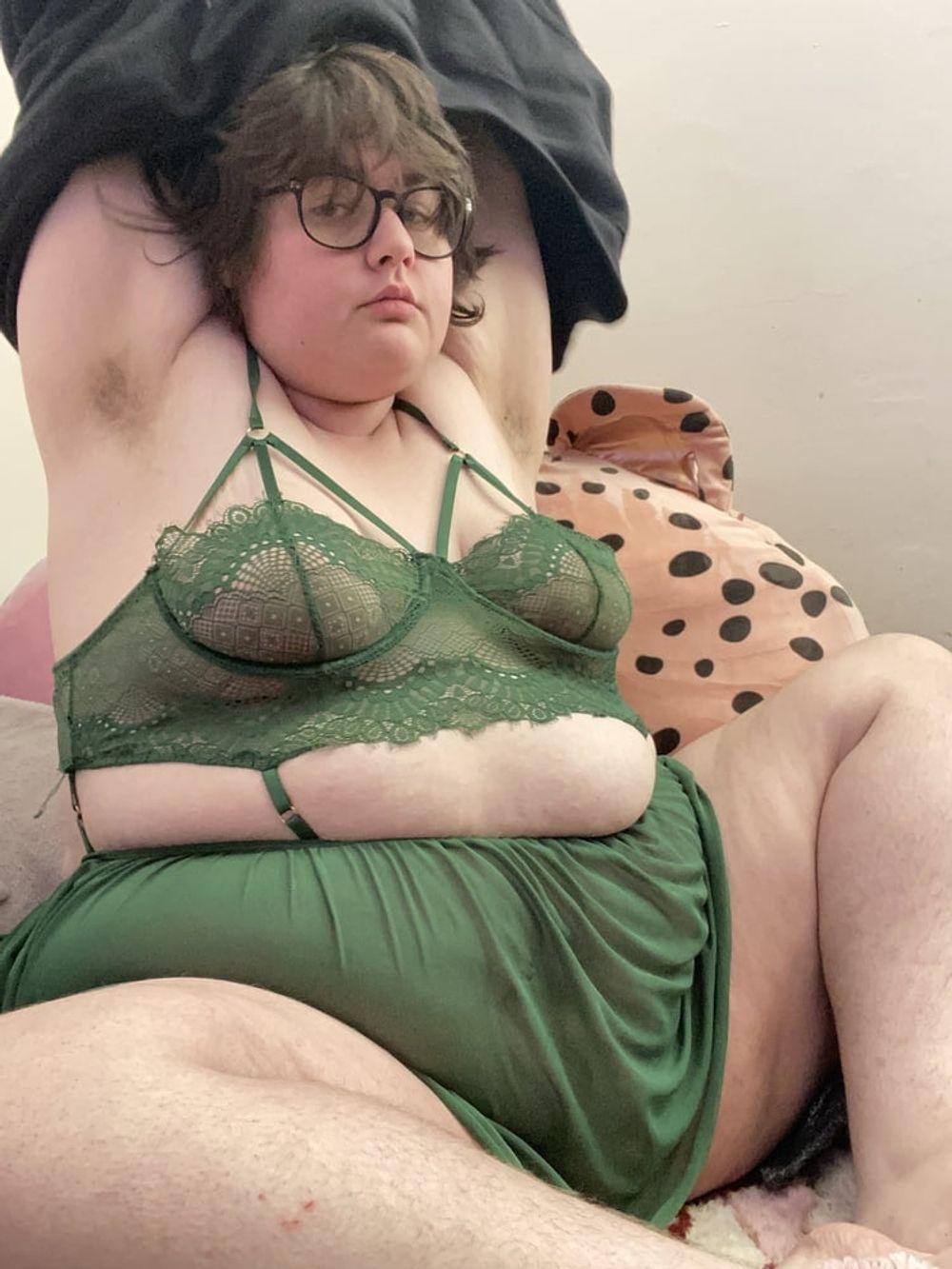 BBW in lingerie fingerfucks self  #2