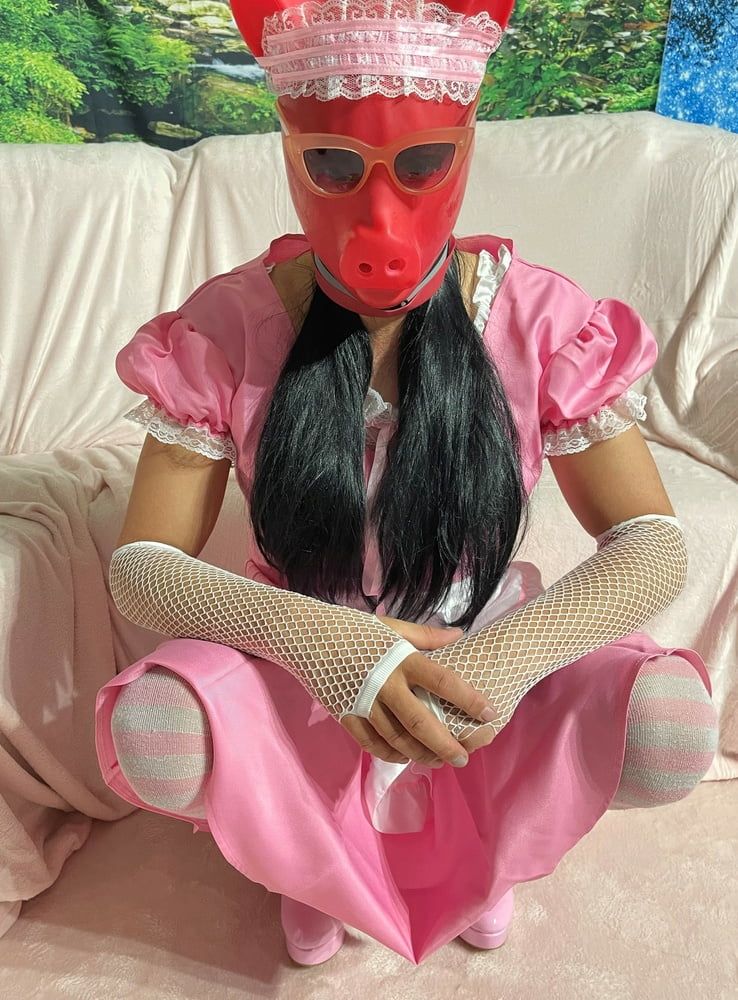 Sissy Wearing A Pink Dress, Heels And Chastity Cage (Pt. 1) #9