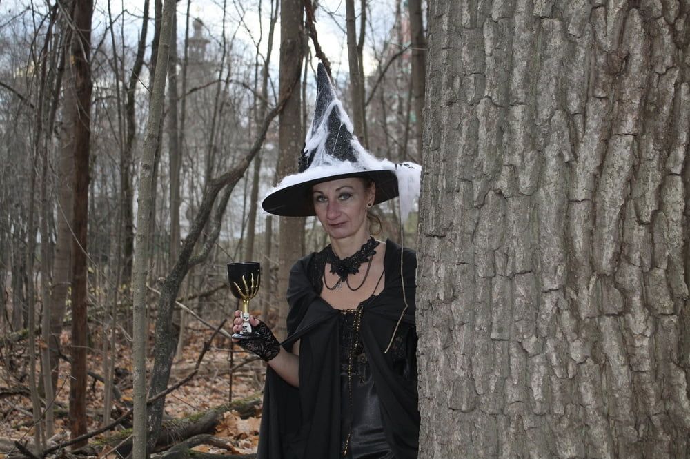 Witch with broom in forest #5
