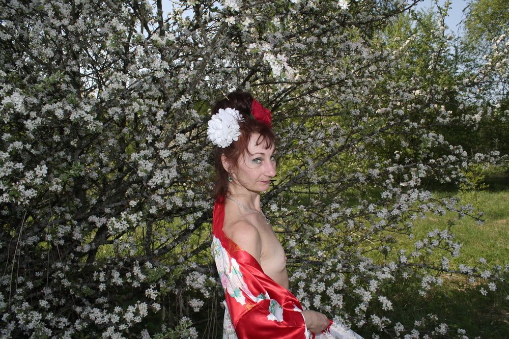 White Flowers Red Dress #21