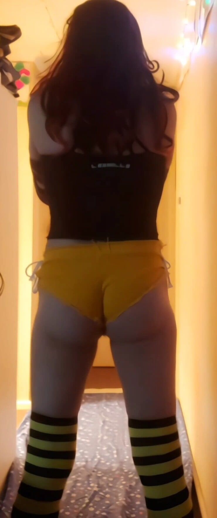 My little dangling shecock and yellow shorts #6