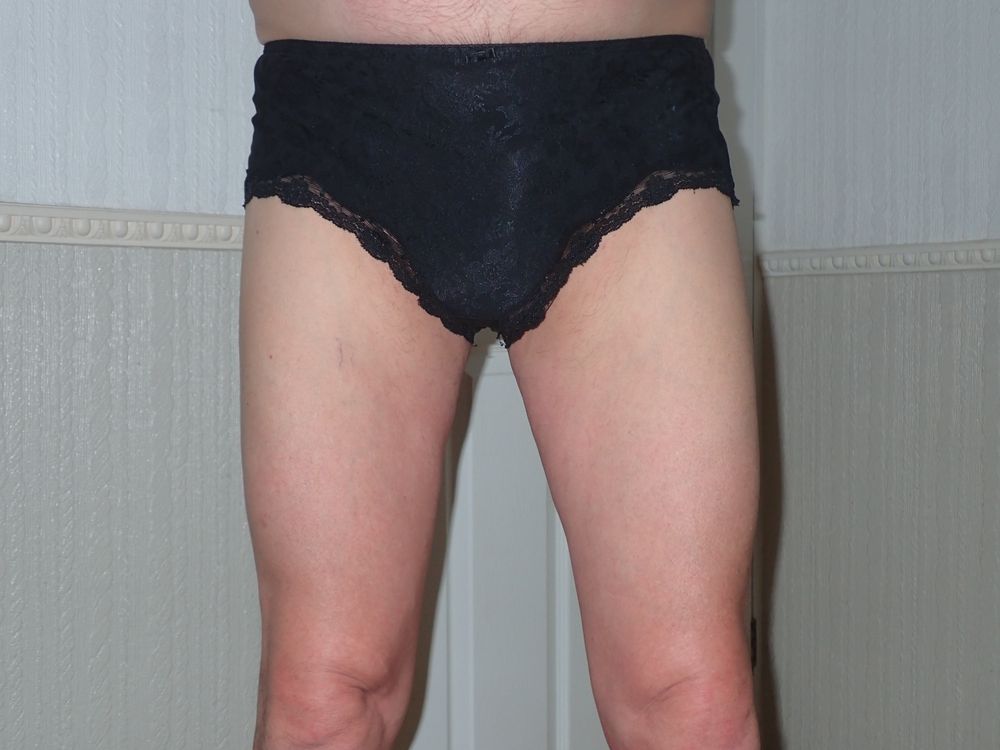 in my wifes black panties #11