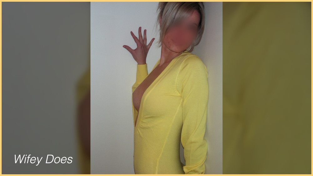 Wifey looks amazing in this hot tight braless yellow shirt. #42