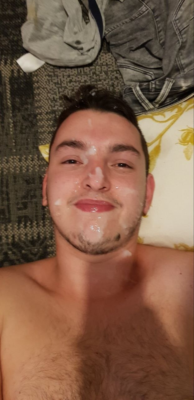 my face covered in cum