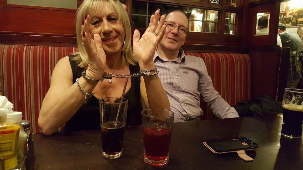 Lisa and Pauline in Handcuffs in the pub with Mike and John  #21