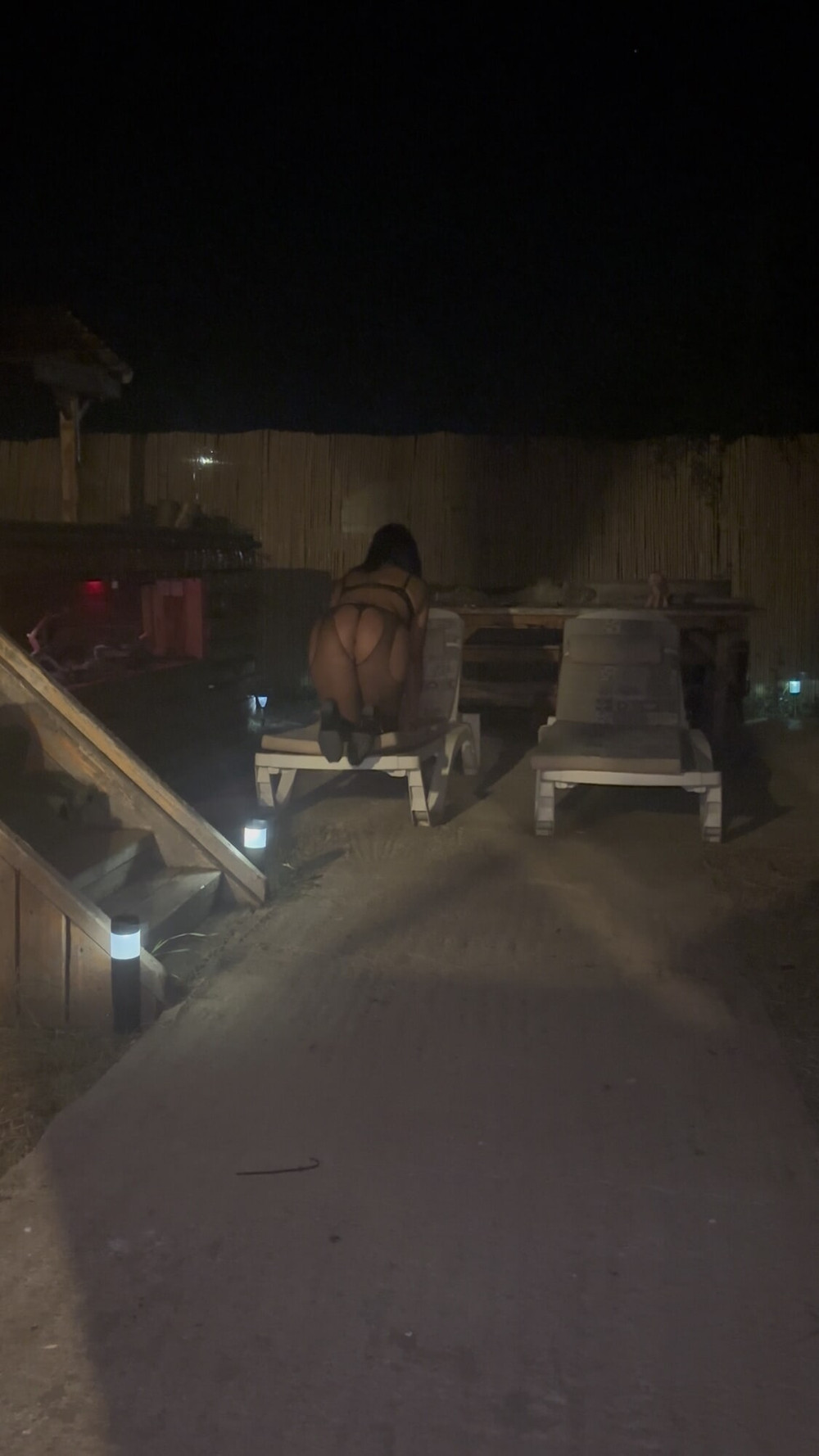 Midnight Outdoor Tease – Black Bodystocking & Thong #6