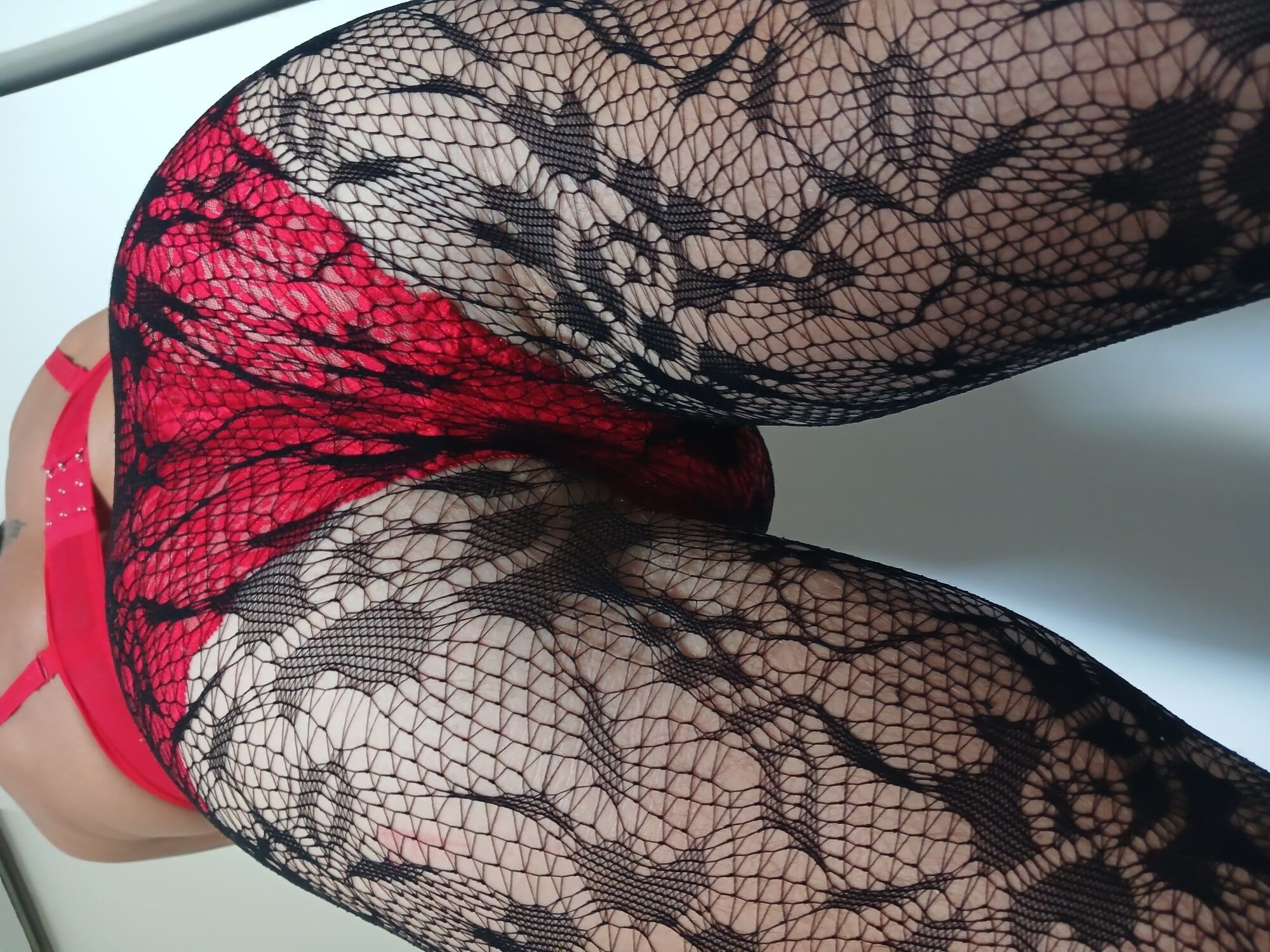 Black stoking red pantie  #5