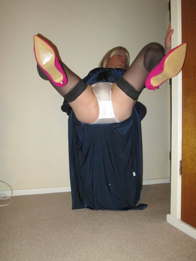 SISSY SATIN DRESS AND PINK HEELS #2