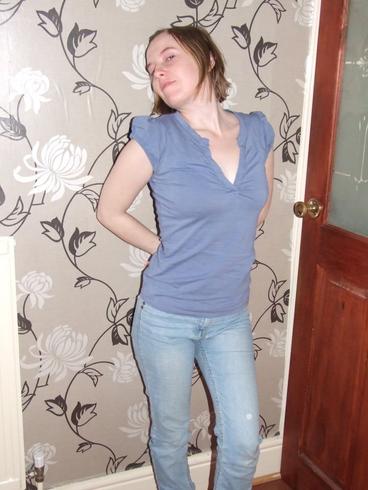 cute blonde posing in jeans and shirt  #10
