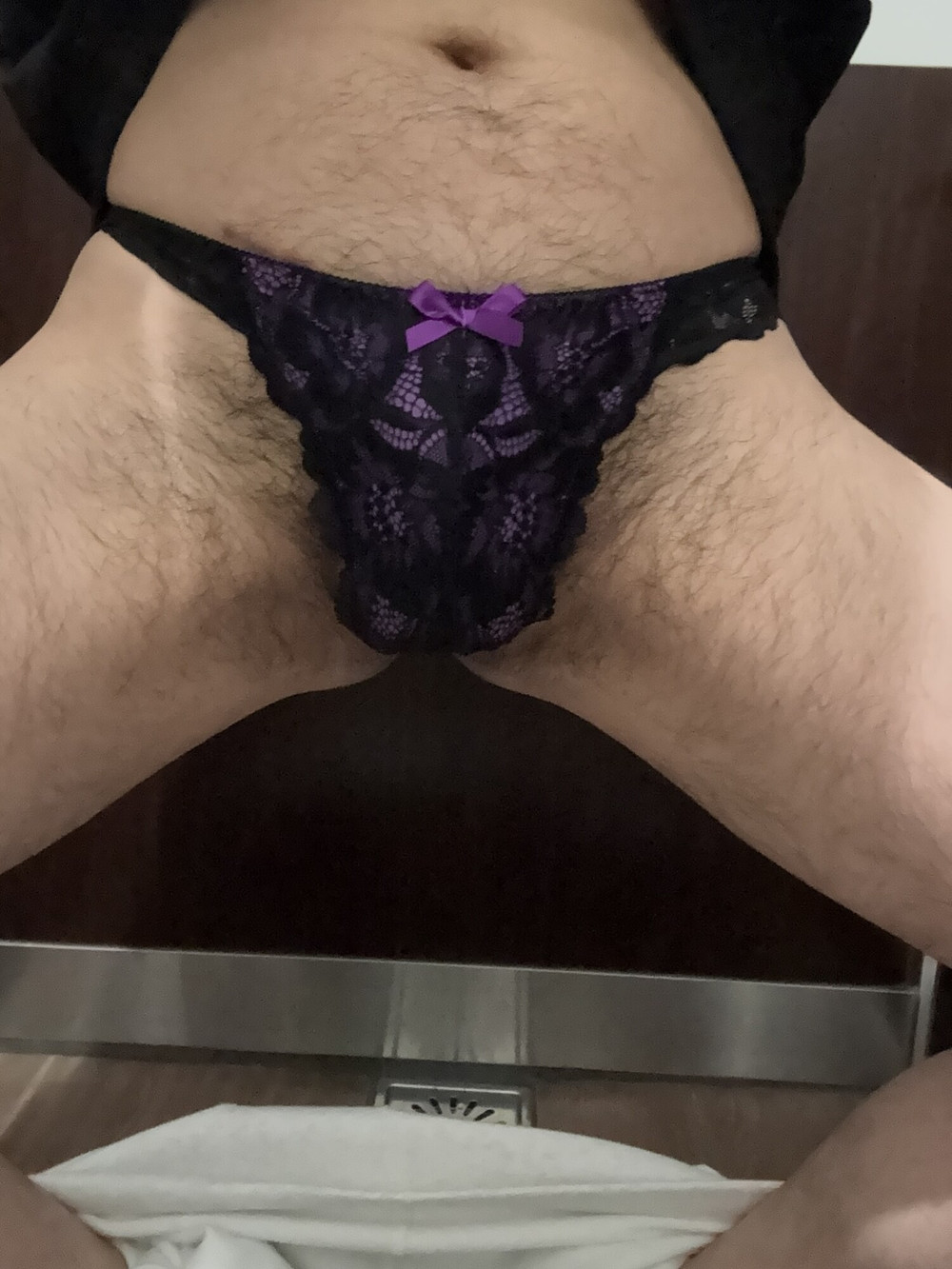 Wearing women's underwear in a convenience store restroom. #4