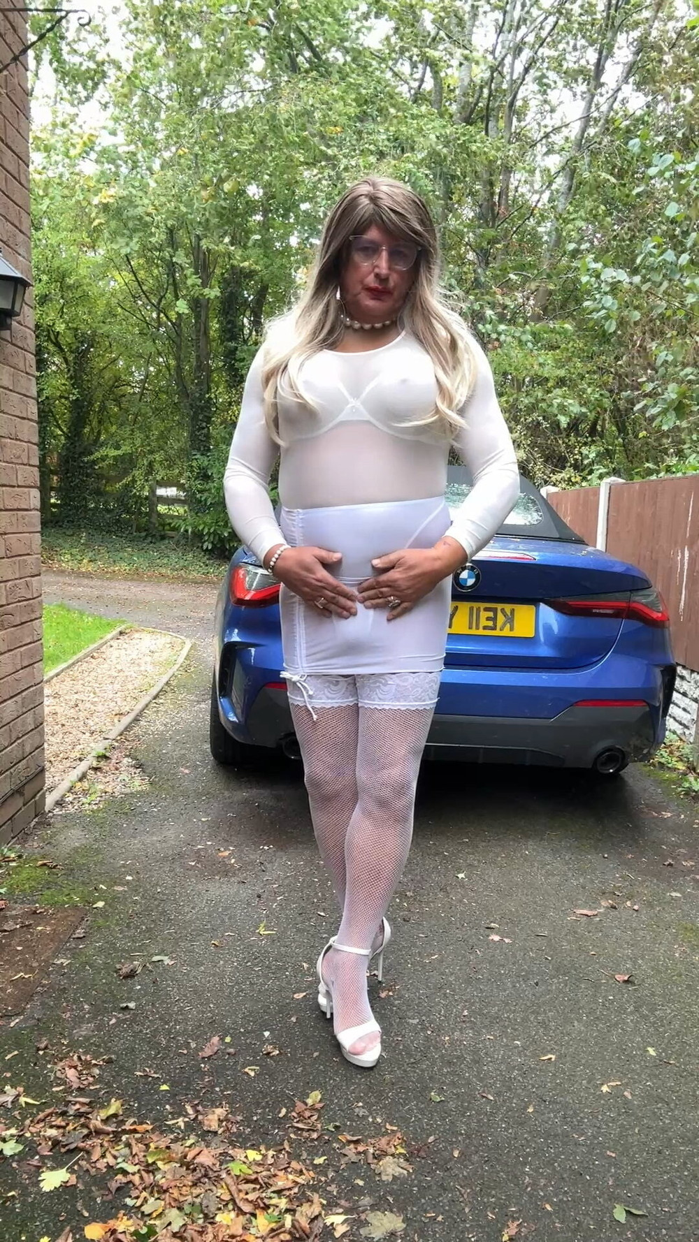 Sexy Crossdresser kellycd2022 in white bodysuit suit  #3