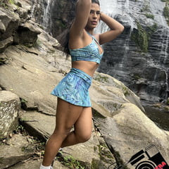 The Cameraman and Mirella Diniz at the waterfall