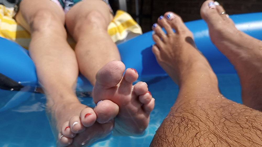 Showing off our wet  pedicured toes  #16