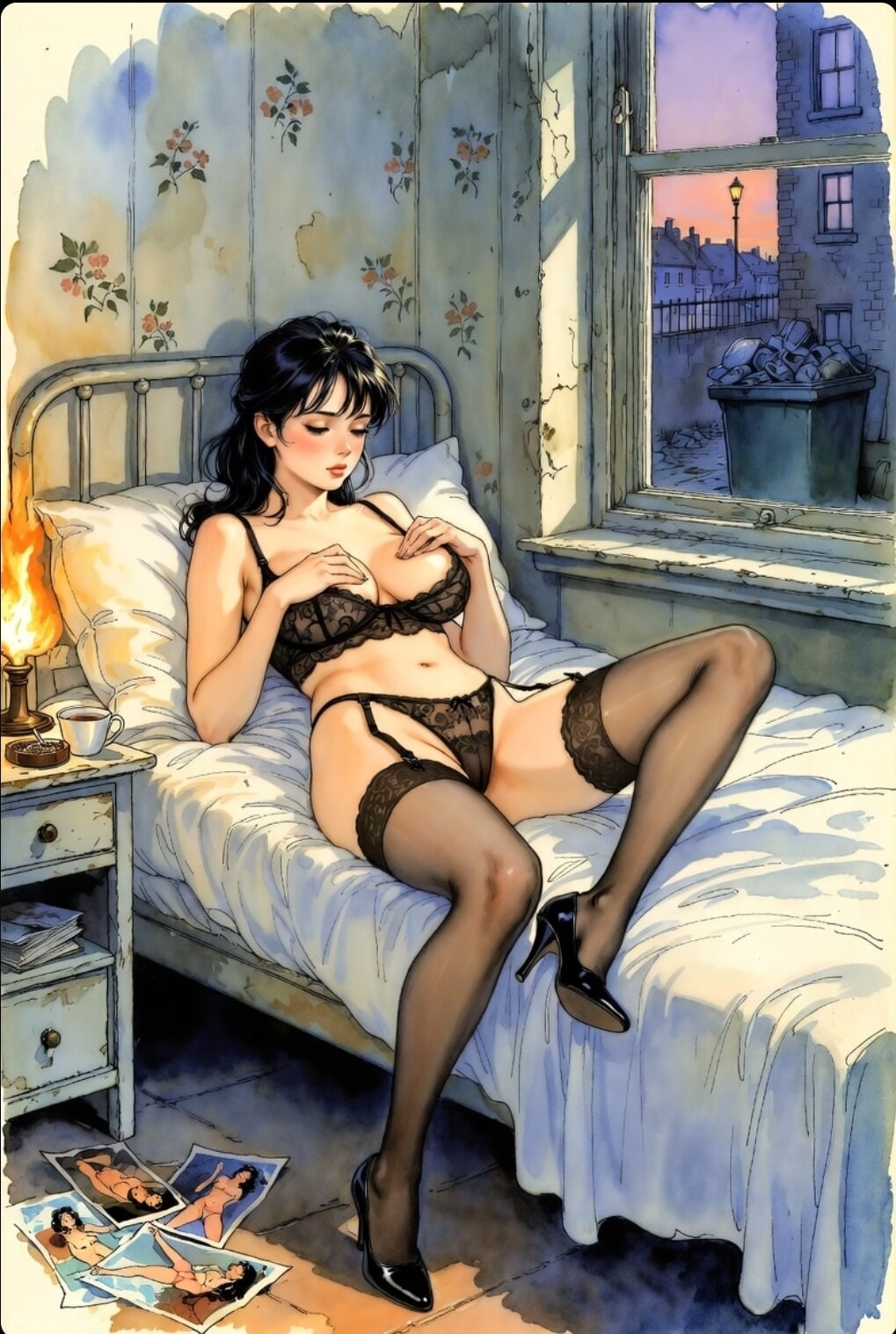 Pixwhores Experimental Enhanced: Black Stockings, Black Hair #10