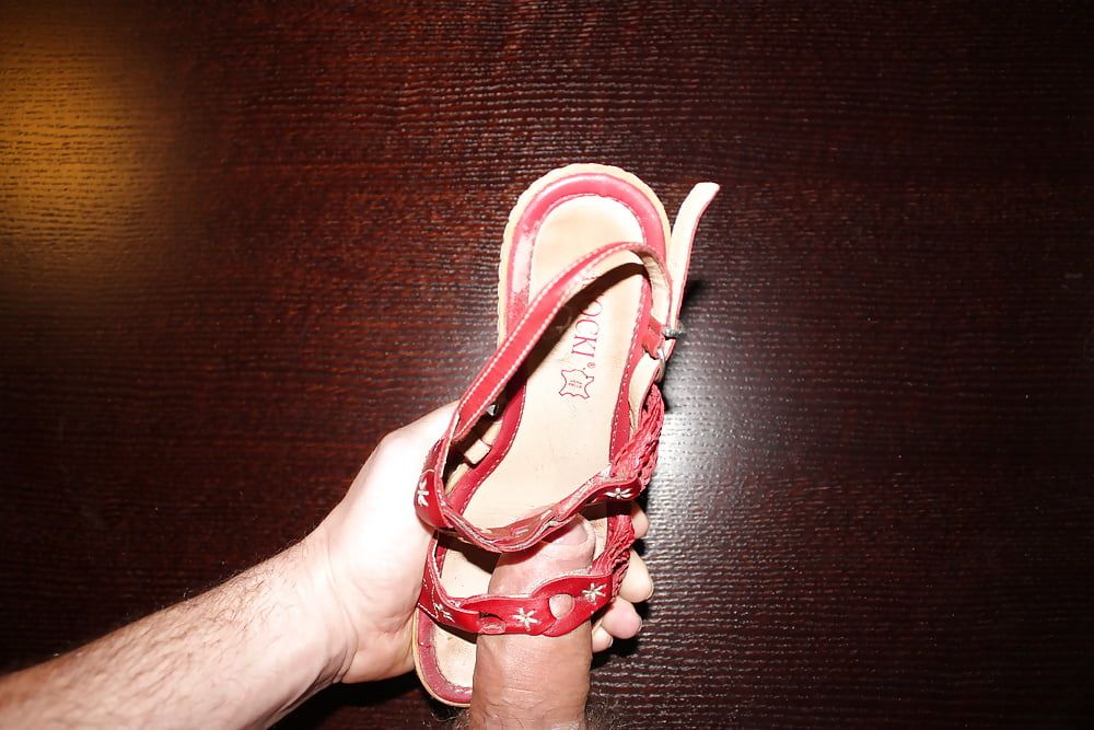 Cum on red platform sandals #18