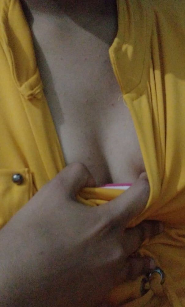 Beautiful tits in yellow dress #4
