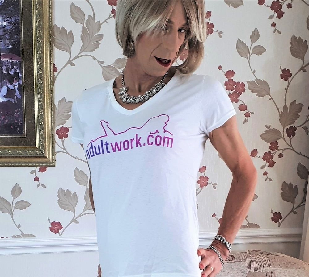19 Alessia in White AdultWork T-shirt #5