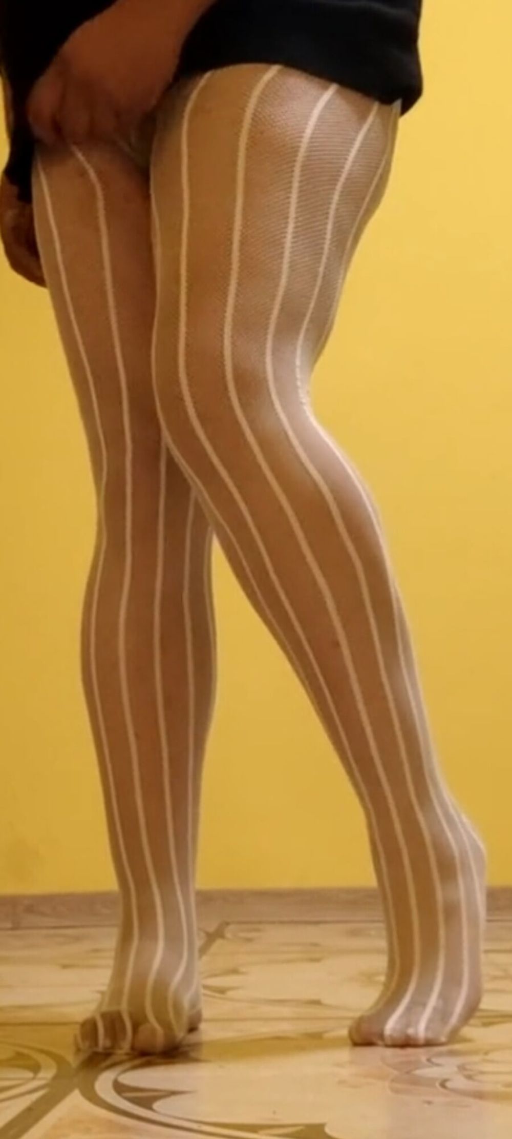 White sexy pantyhose on my legs #8