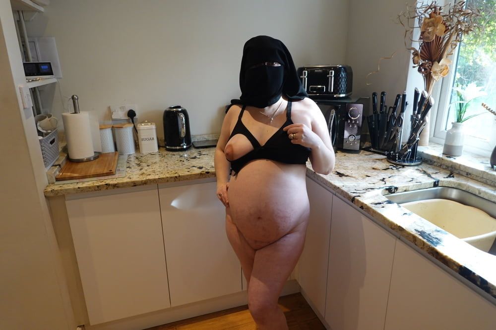 Pregnant Wife in Muslim Niqab and Nursing Bra #31