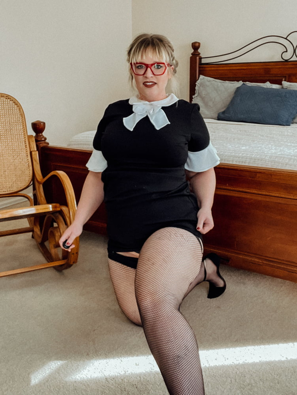 BBW Wednesday Addams Fish Nets and Heels #8