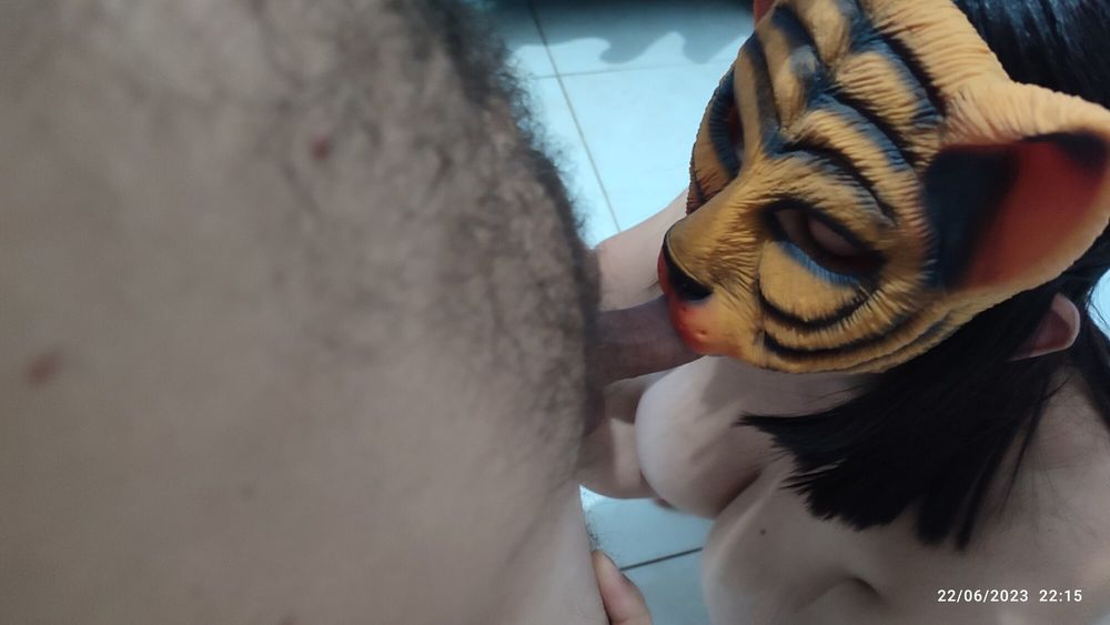 MY MARRIED HER WITH TIGER AND MOUSE MASK COSPLAY FANTASY SEX #6