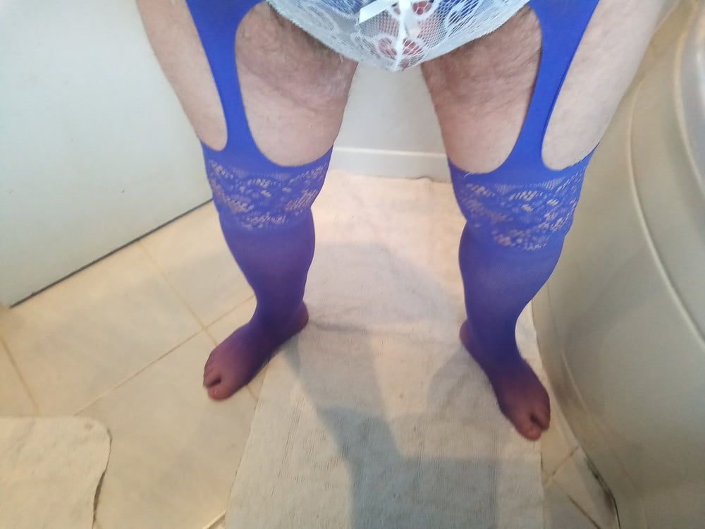 Purple bodysuit stockings and white lacey panties #18