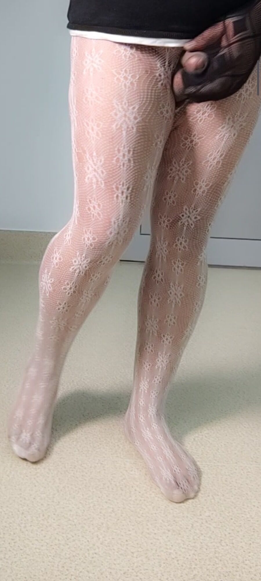 Wank cock in patterned sexy pantyhose #13