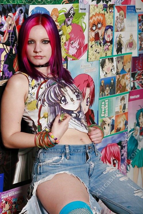 Anime Junkie Girl doing strip tease #4
