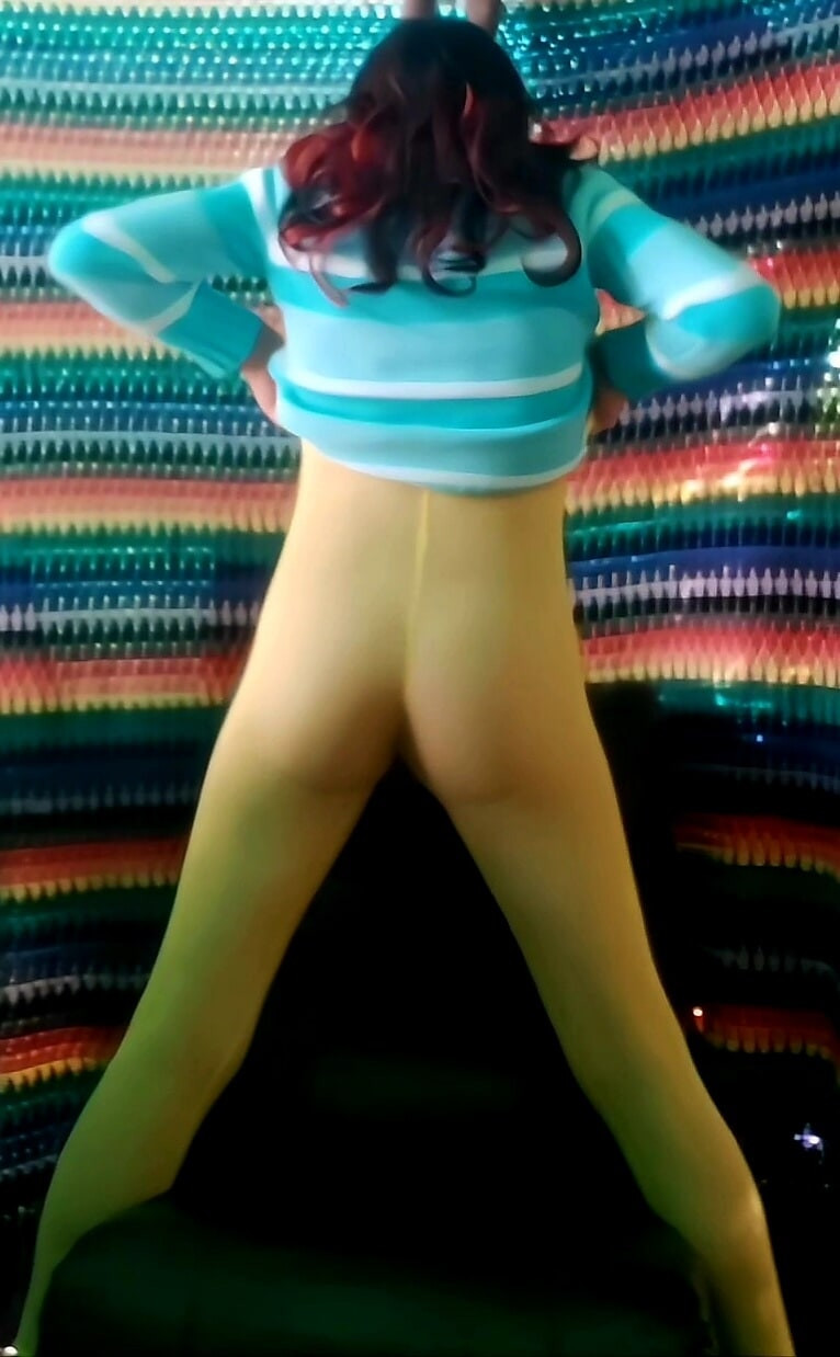 Yellow pantihose outdoor ass teasers #30