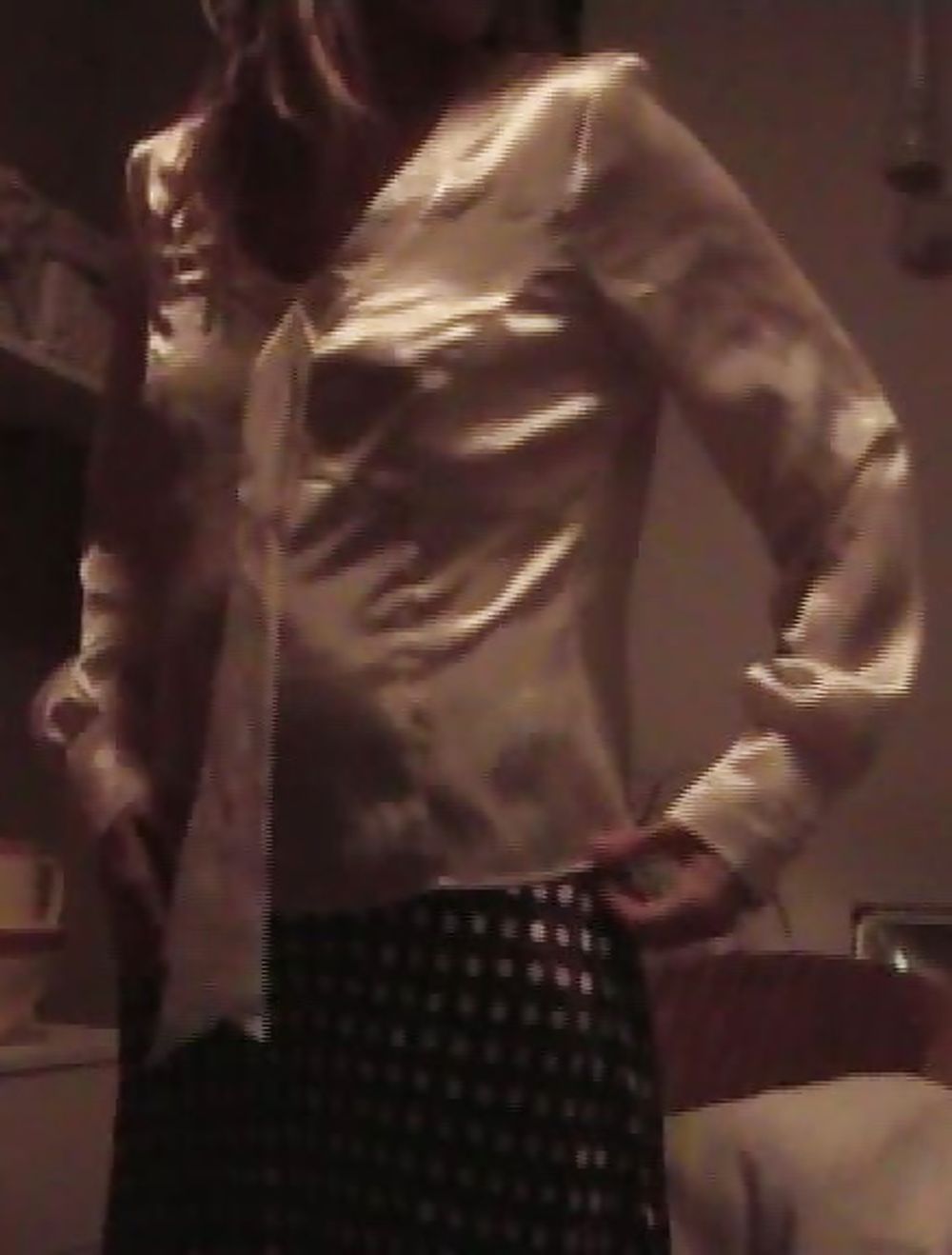 Satin white blouse, polka dot skirt and panties #2