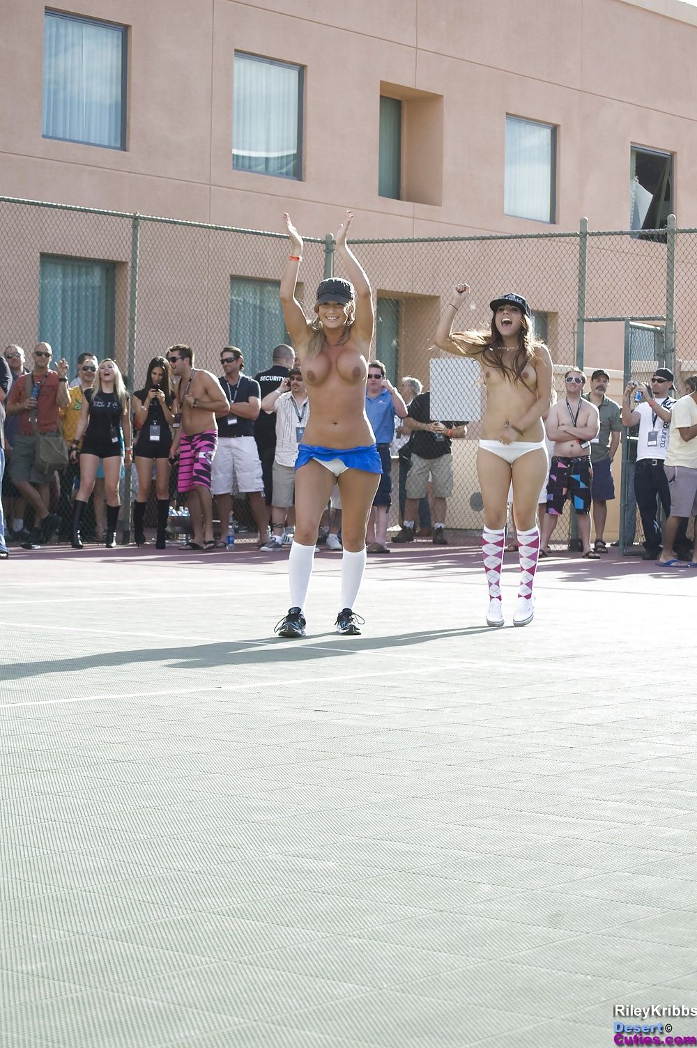Naked girls playing dodgeball outdoors #44