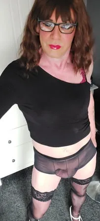 crossdressing juniper beri in black underwear         