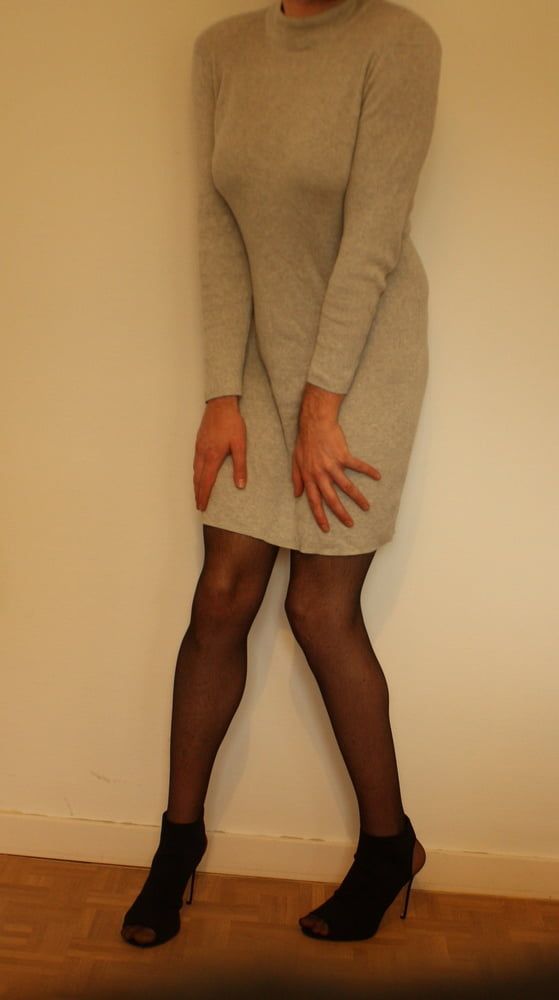 Tight knitted dress with pantyhose #2
