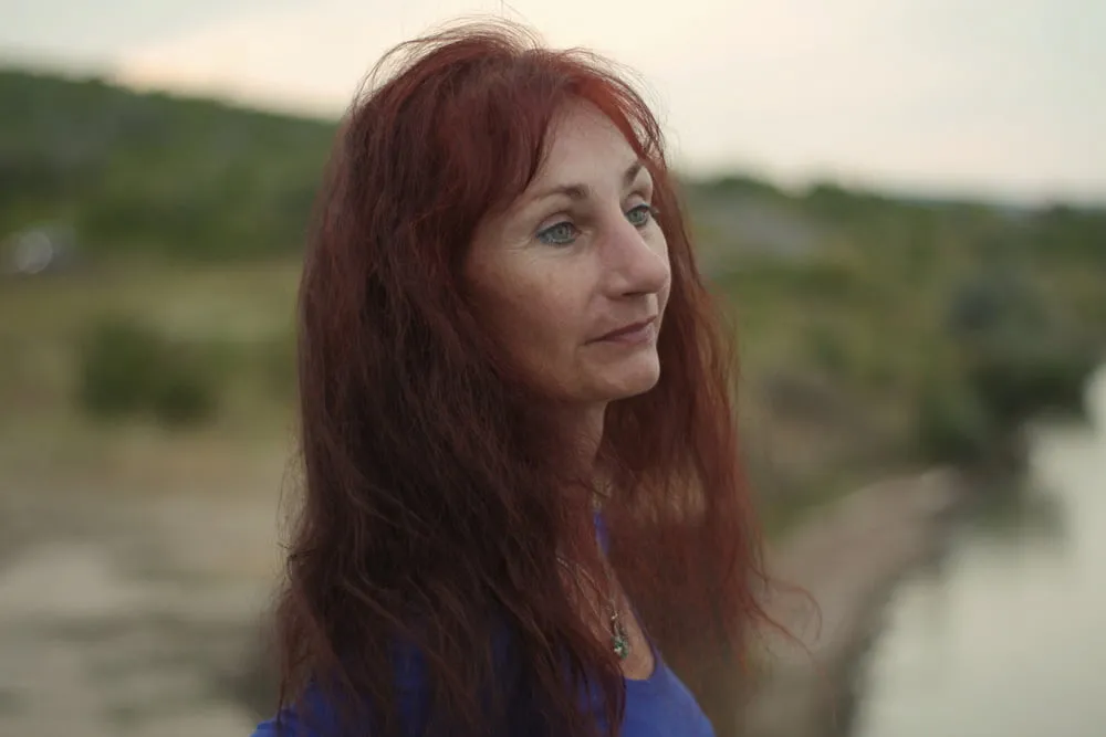 Evening potrait against the background of the river