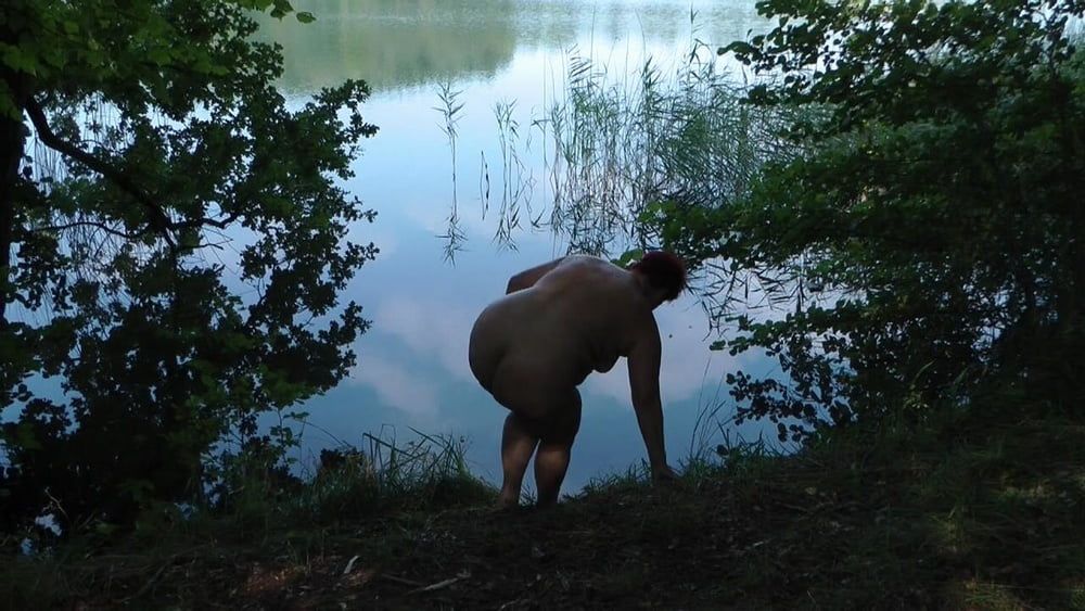 Secretly naked at the lake