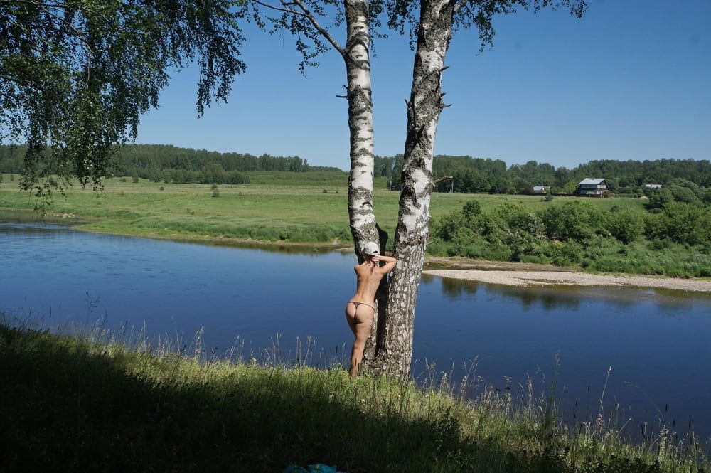 Nude near birch upon Volga #5