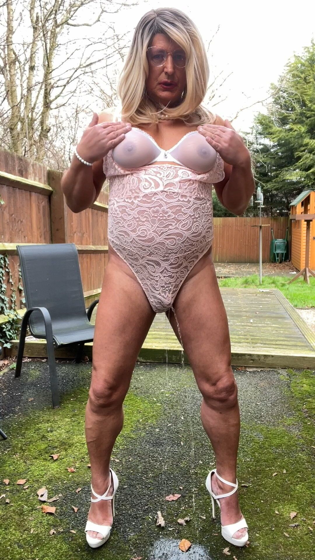 Amateur crossdresser Kellycd2022 sexy Milton pink bodysuit  #25