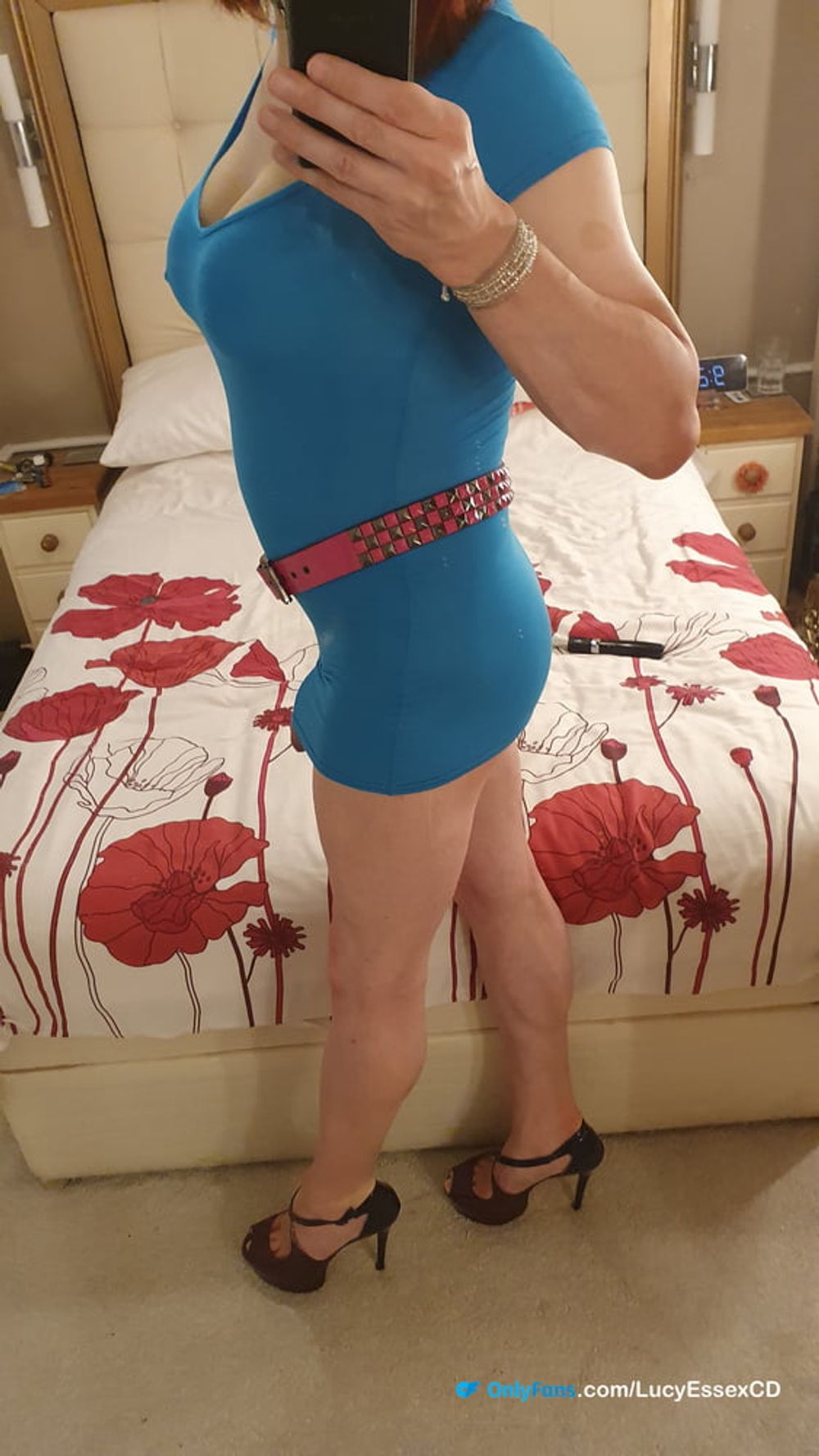 Big Cock Sissy Lucy in Blue Mini Dress #3