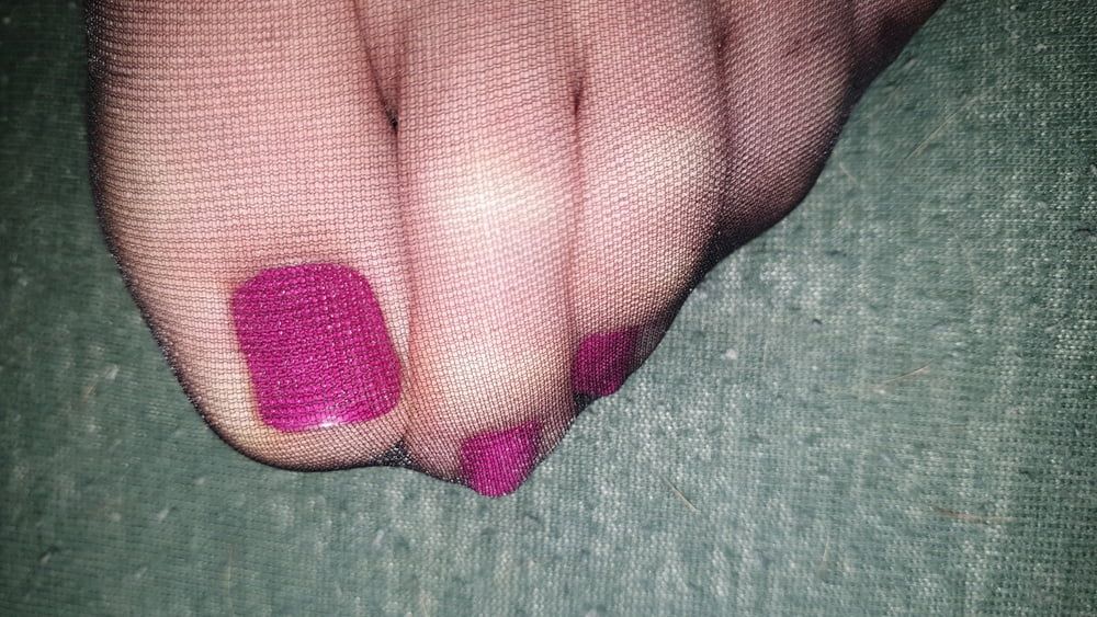 Purple Toenails Nylon Cum #3