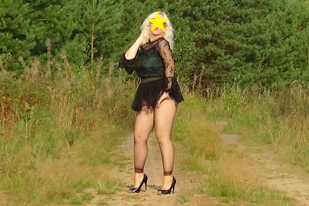 my ass in black pantyhose in nature #30