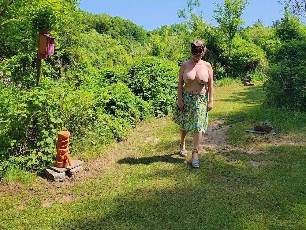 Mommy&amp;amp;#039;s Re-purposed Used Dildos.  Hugh-Titted Garden Walk #29