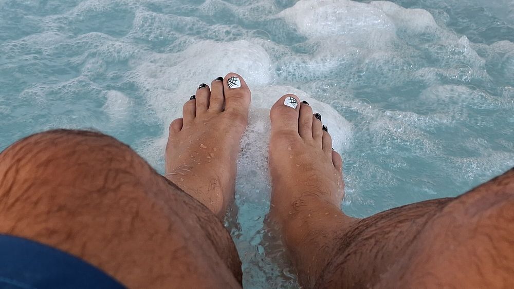 My wet steamy pedicured feet #11