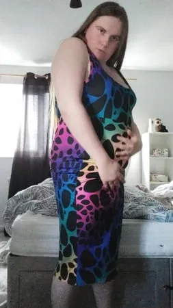 trans pawg in rainbow leopard dress         