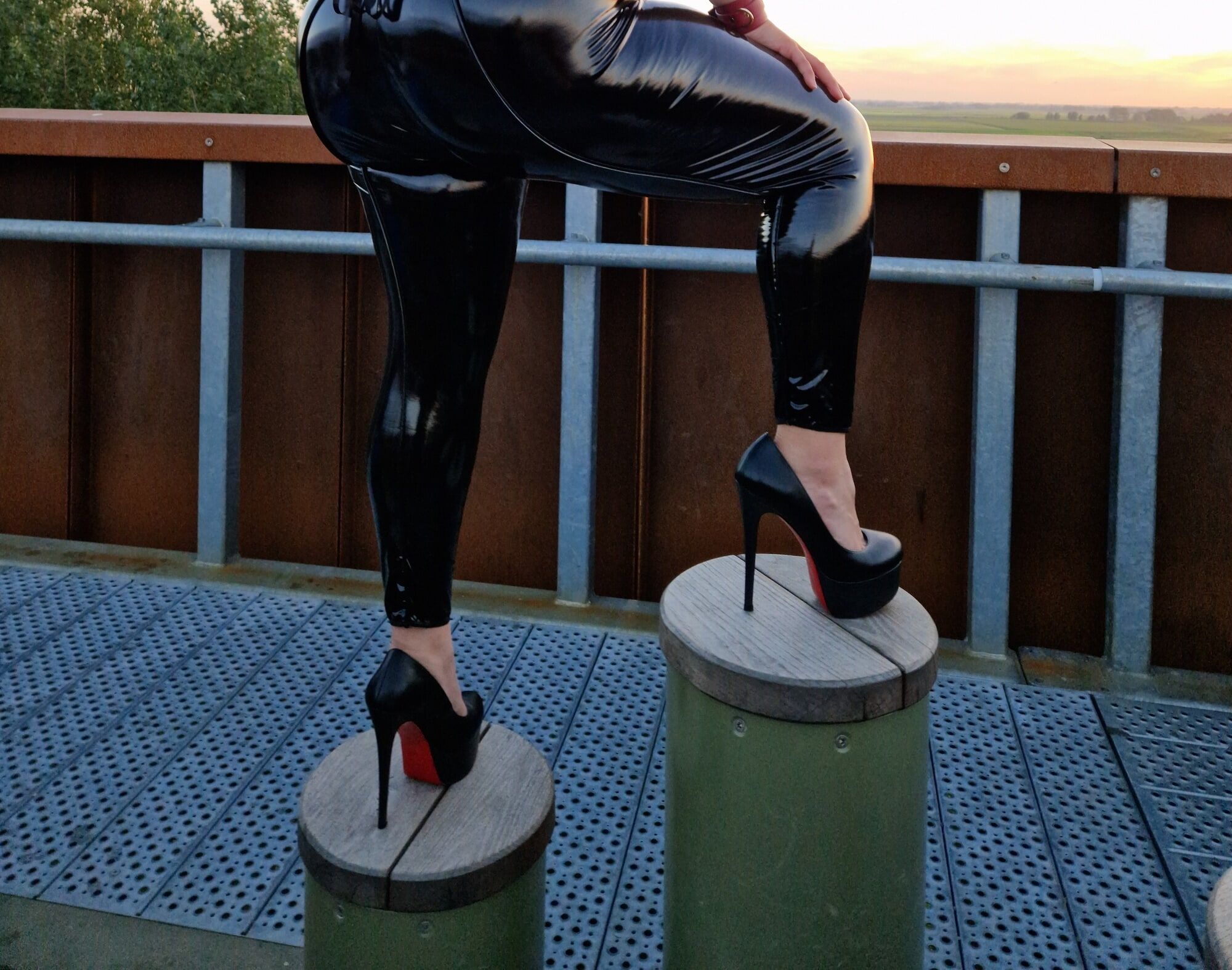 MissBigButt visits an overlook wearing her shiny dress #6