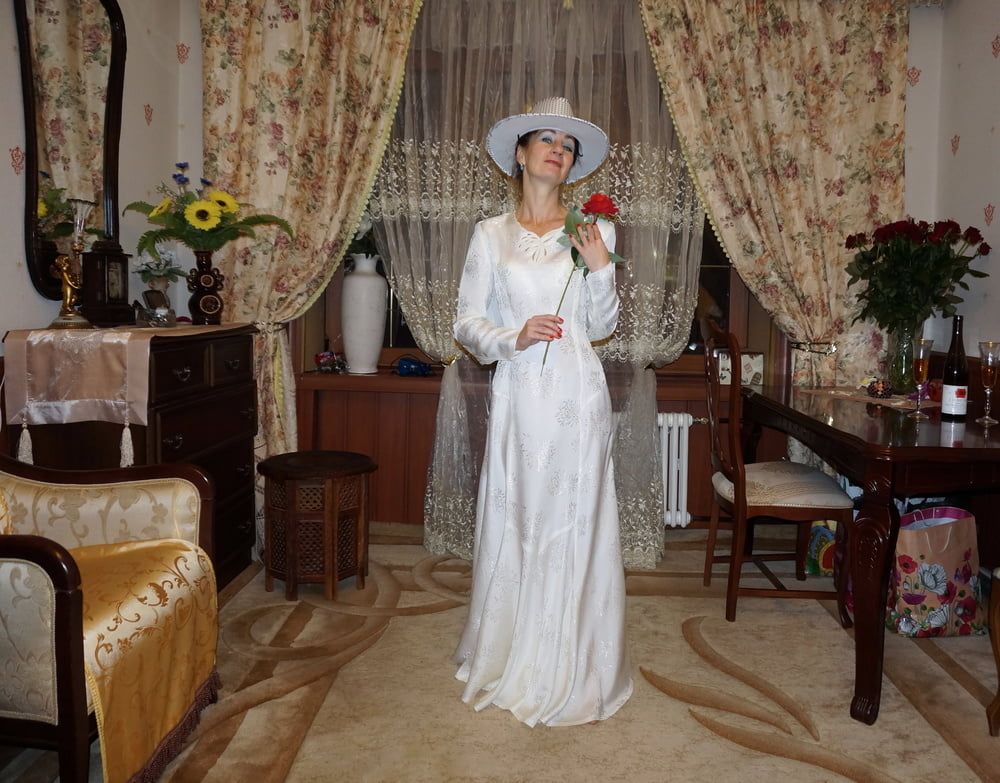 In Wedding Dress and White Hat #42