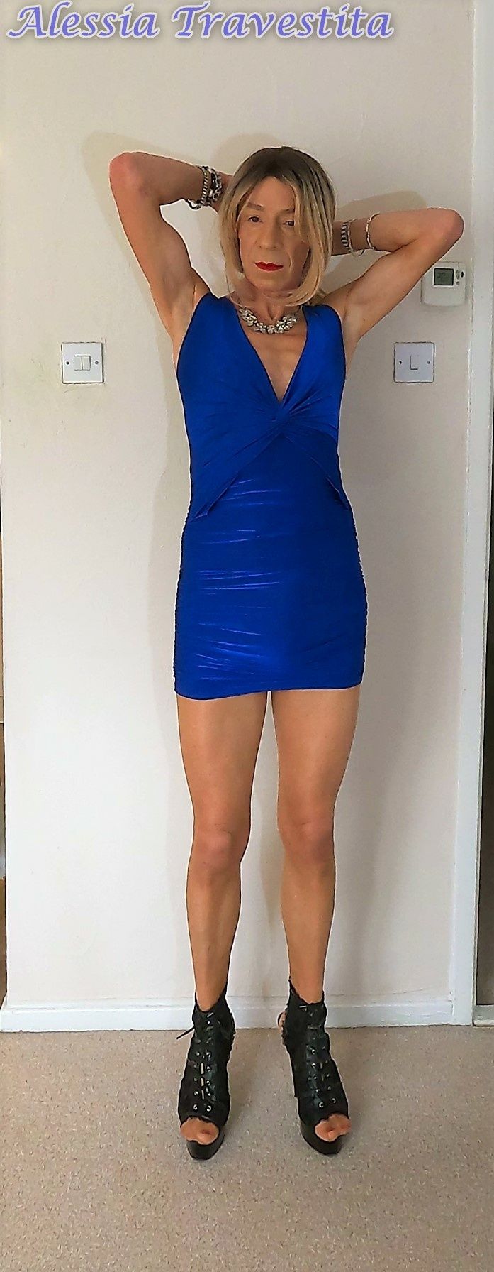 77 Alessia Travestita in Blue Italian Designer Dress #33